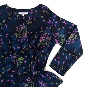 Celestial Batik Long Sleeved Buttoned Front Blouse Hippie Vibe